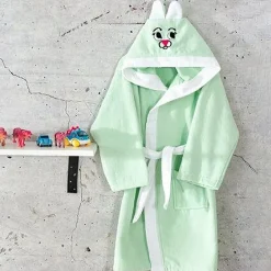 Accappatoio con cappuccio bambino taglia 3/4 anni verde Coniglio