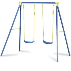 Altalena da giardino per bambini 2 posti 209x142cm acciaio Sissi
