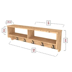 Appendiabiti da parete 120x37h cm con vani rovere Fionia