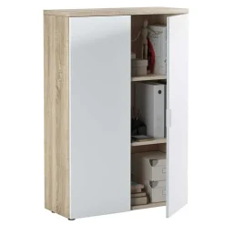 Armadietto ufficio 80x119h cm 2 ante rovere bianco opaco Work