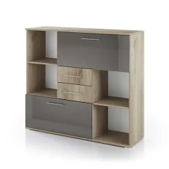 Armadietto ufficio 120x106h cm rovere antracite lucido Time V
