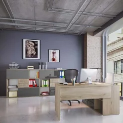 Armadietto ufficio 120x106h cm rovere antracite lucido Time V