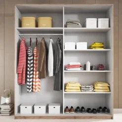 Armadio con specchio 221x210h cm 2 ante scorrevoli rovere scuro Lisbona Gihome®