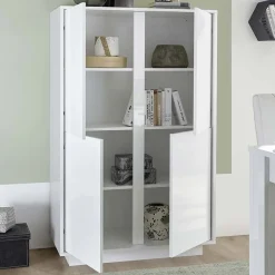Armadio soggiorno 92x145h cm 4 ante soggiorno bianco lucido Spirit