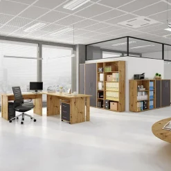 Armadio ufficio 79x118h cm 2 ante rovere grafite Woody