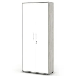 Armadio ufficio 79x188h cm 2 ante bianco frassinato cemento Woody