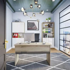 Armadio ufficio 80x176h cm 4 ante e ripiano rovere bianco lucido Time U