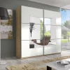 Armadio 180x210cm 2 ante scorrevoli rovere sanremo bianco Logan Gihome®