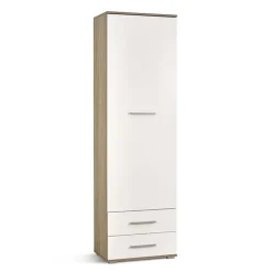 Armadio 60x200h cm 1 anta 2 cassetti bianco rovere Viki