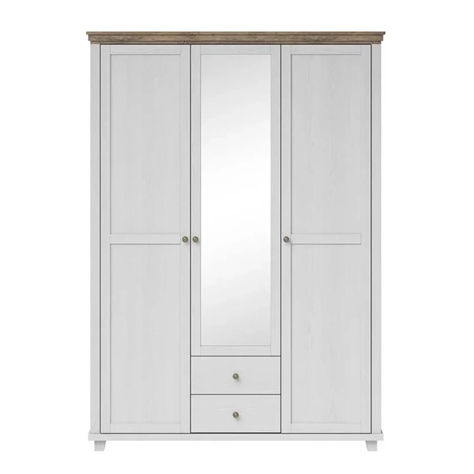 Armadio 154x216h cm 3 ante 2 cassetti con specchio bianco frassinato quercia Texel
