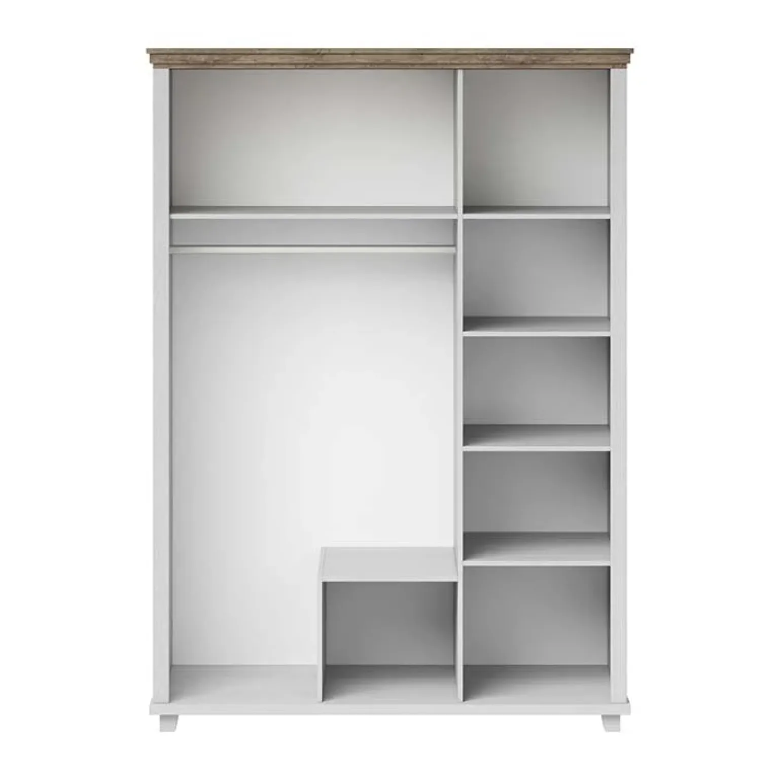 Armadio 154x216h cm 3 ante 2 cassetti con specchio bianco frassinato quercia Texel