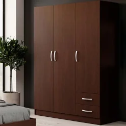 Armadio 120x181h cm 3 ante 2 cassetti moderno wengè Tropea