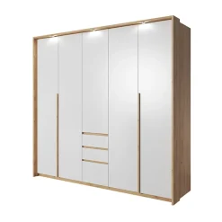 Armadio 225x215h cm 5 ante 3 cassetti bianco rovere Sweet