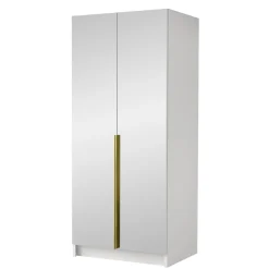 Armadio 100x215h cm 2 ante 2 specchi moderno bianco oro Glammy 2