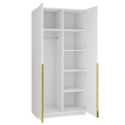 Armadio 100x215h cm 2 ante 2 specchi moderno bianco oro Glammy 2