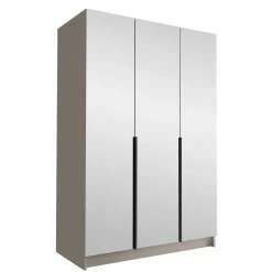 Armadio 150x215h cm 3 ante 3 specchi moderno beige nero Glammy 3