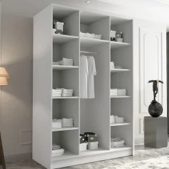 Armadio 150x215h cm 3 ante 3 specchi moderno bianco oro Glammy 3