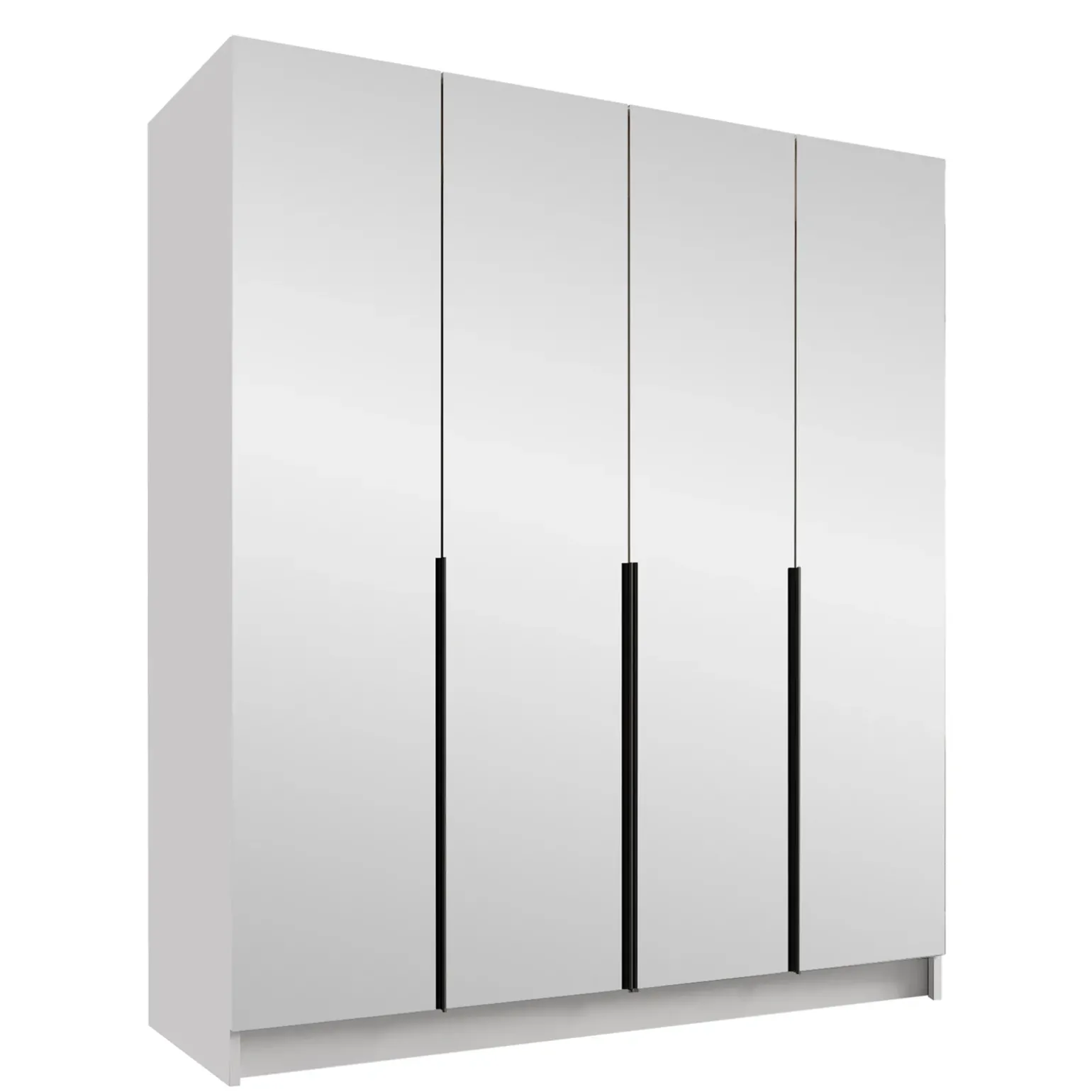 Armadio 200x215h cm 4 ante 4 specchi moderno bianco nero Glammy 4
