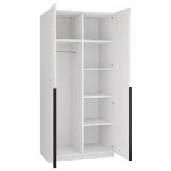Armadio 100x215h cm 2 ante 2 specchi moderno bianco nero Glammy 2