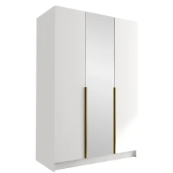 Armadio 150x215h cm 3 ante 1 specchio moderno bianco oro Glammy 3