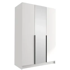 Armadio 150x215h cm 3 ante 1 specchio moderno bianco nero Glammy 3