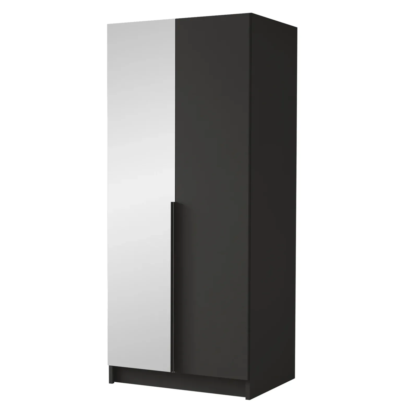 Armadio 100x215h cm 2 ante 1 specchio moderno nero Glammy 2