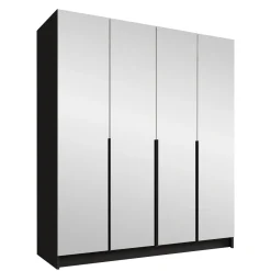 Armadio 200x215h cm 4 ante 4 specchi moderno nero Glammy 4