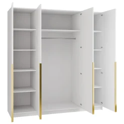 Armadio 200x215h cm 4 ante 4 specchi moderno bianco oro Glammy 4
