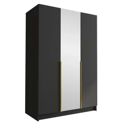 Armadio 150x215h cm 3 ante 1 specchio moderno nero oro Glammy 3