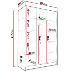 Armadio 150x215h cm 3 ante 1 specchio moderno nero oro Glammy 3
