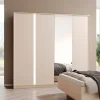 Armadio 224x210h cm 4 ante battenti con specchio moderno beige Jolly