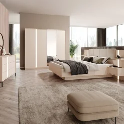 Armadio 224x210h cm 4 ante battenti con specchio moderno beige Jolly