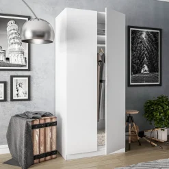 Armadio 81x180h cm 2 ante battenti  moderno bianco opaco Oz