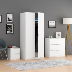 Armadio 81x180h cm 2 ante battenti  moderno bianco opaco Oz