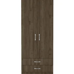Armadio 80x191h cm 2 ante con cassetti moderno noce Carlino