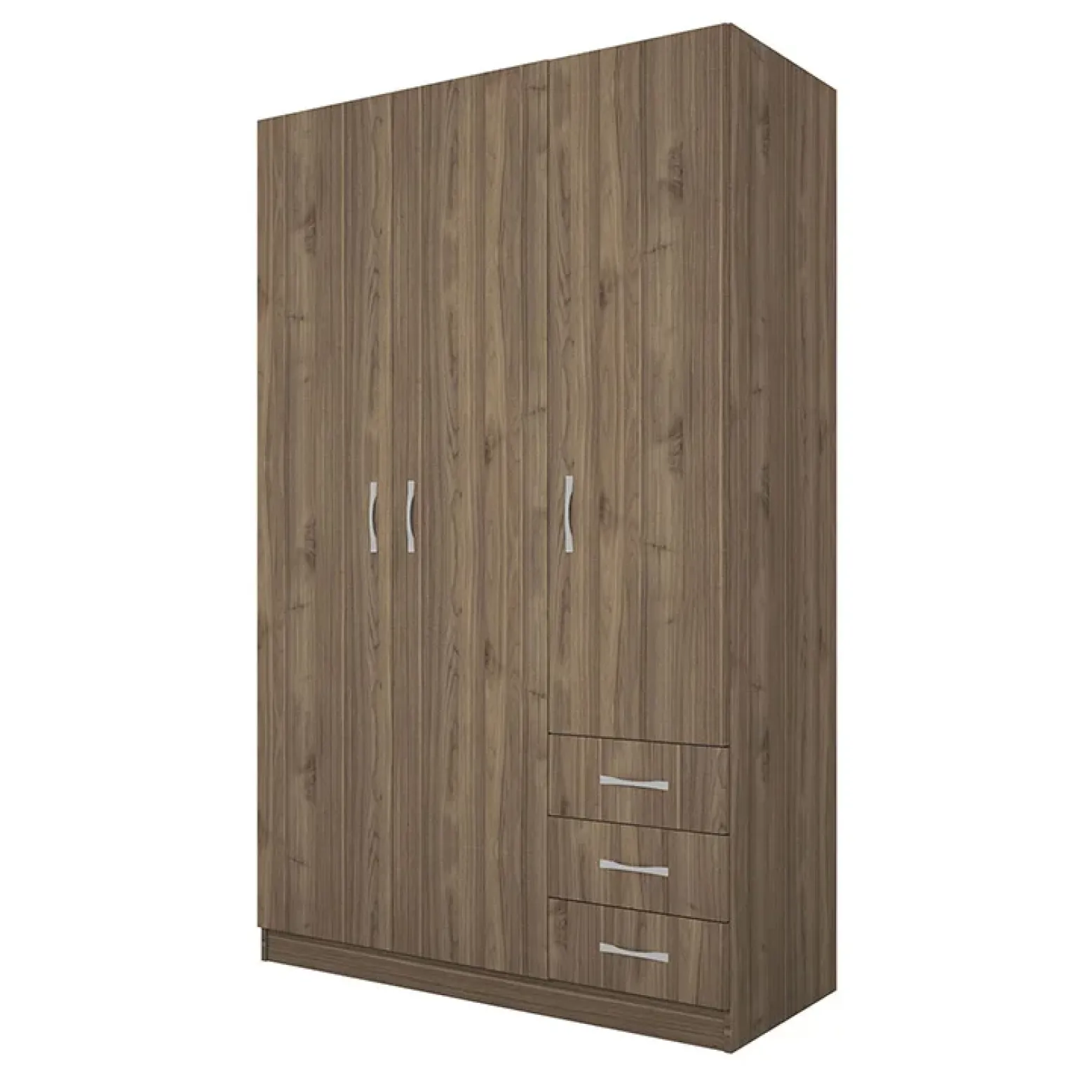 Armadio 118x191h cm 3 ante con cassetti noce Boverio