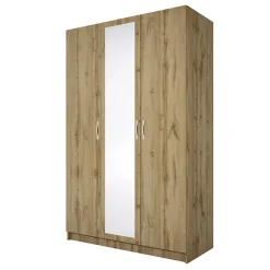 Armadio 120x190h cm 3 ante con specchio rovere rustico Plutone