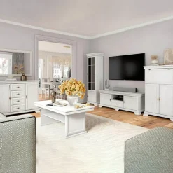 Armadio 158x193h cm 3 ante con specchio 2 cassetti shabby bianco frassinato Kelly