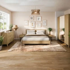 Armadio 220x216h cm 4 ante con specchio rovere Noor
