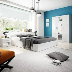 Armadio 120x181h cm 3 ante con specchio moderno  bianco lucido Sorrento