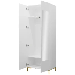 Armadio 74x196h cm 2 ante con specchio soggiorno bianco Nuvia