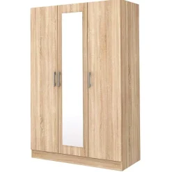 Armadio 120x181h cm 3 ante con specchio moderno rovere Sorrento