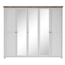 Armadio 246x216h cm 5 ante con specchio pino bianco quercia Texel