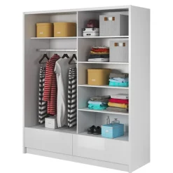 Armadio 184x214h cm 2 ante con specchio bianco lucido Jeki Gihome®