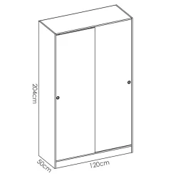 Armadio 120x204h cm 2 ante moderno scorrevoli rovere Royal