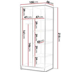 Armadio 100x215h cm 2 ante moderno beige nero Glammy 2