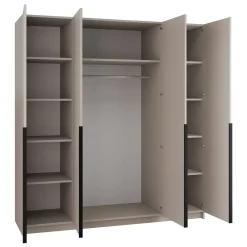 Armadio 200x215h cm 4 ante moderno beige nero Glammy 4