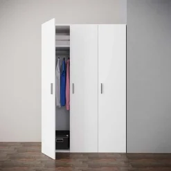 Armadio 116x176h cm 3 ante moderno bianco opaco Light Gihome®