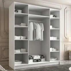 Armadio 200x215h cm 4 ante moderno bianco nero Glammy 4
