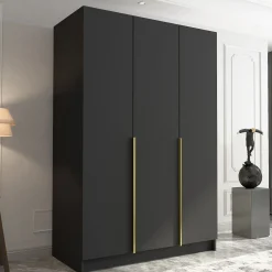 Armadio 150x215h cm 3 ante moderno nero oro Glammy 3